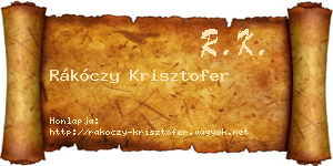 Rákóczy Krisztofer névjegykártya