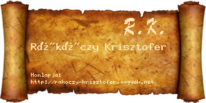 Rákóczy Krisztofer névjegykártya
